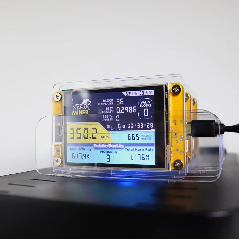 NerdMiner LV04 Mini Bitcoin Miner 350–370KH/s – Quiet Home SOLO Mining Device